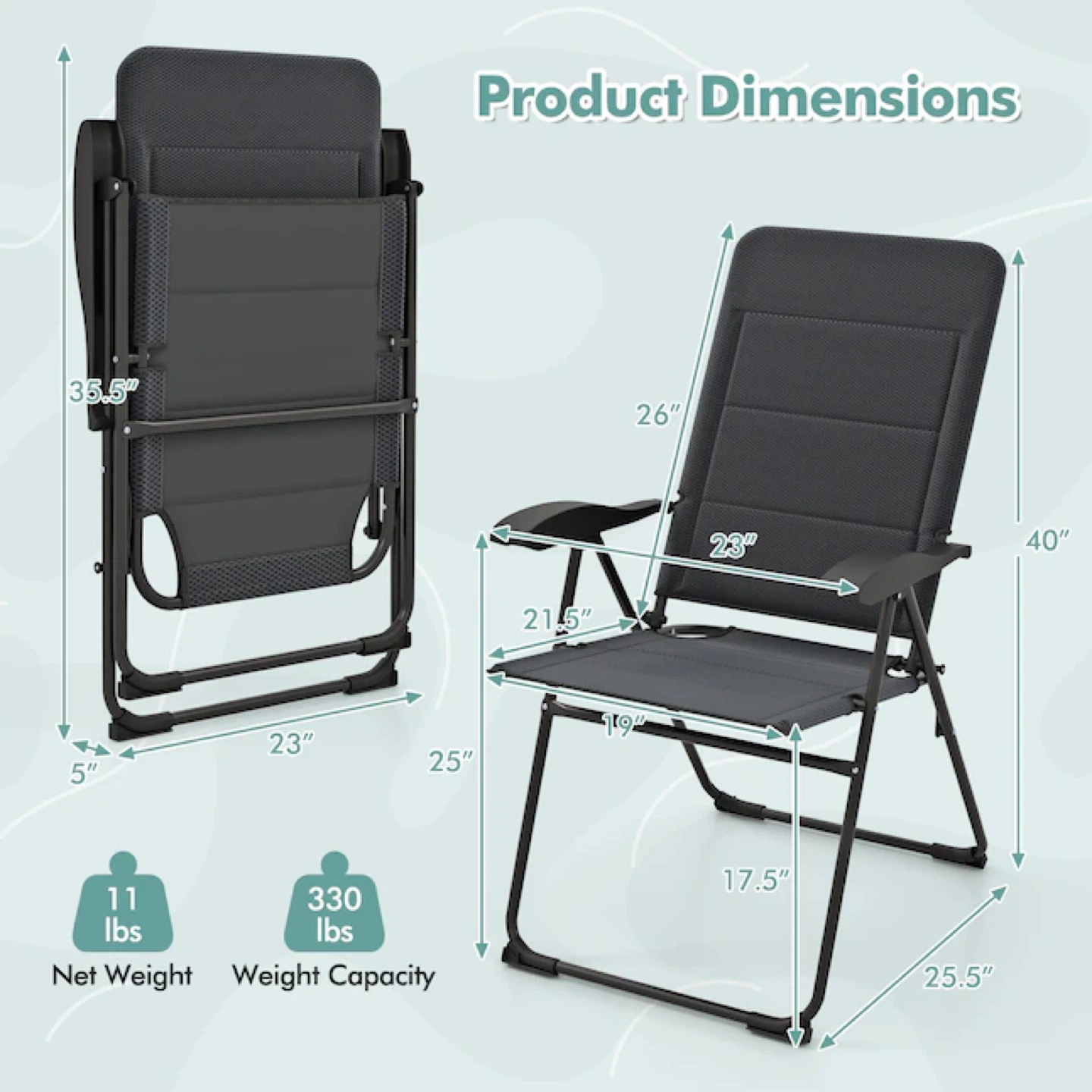 Costway 2PCS Patio Folding Chairs