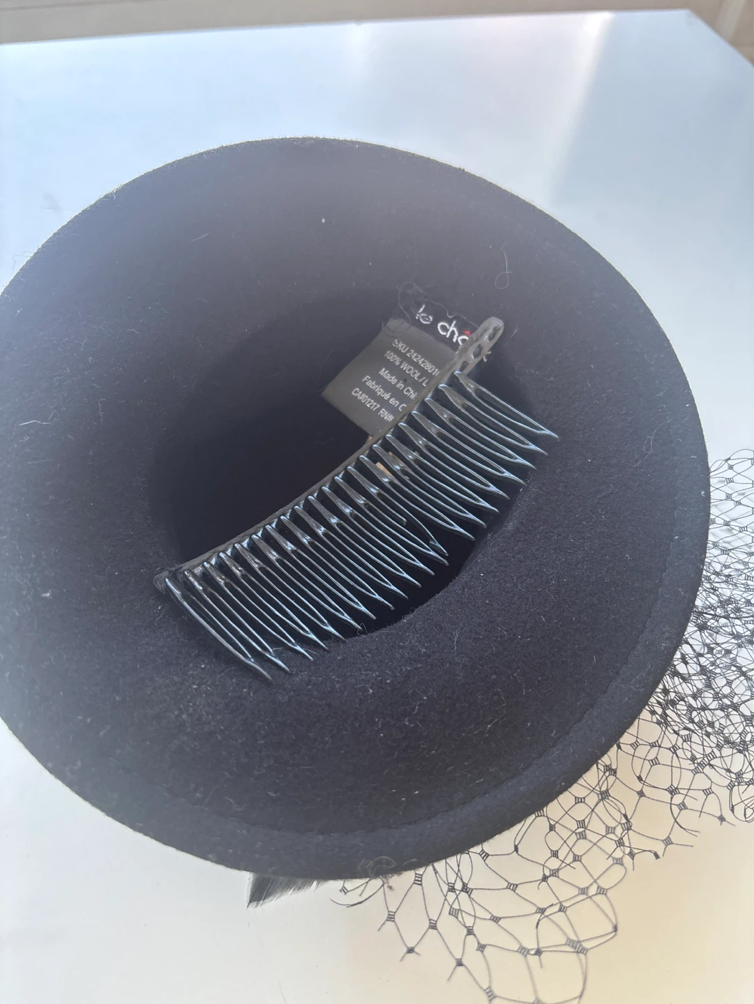 Black Fascinator Hat with Veil - photo 3