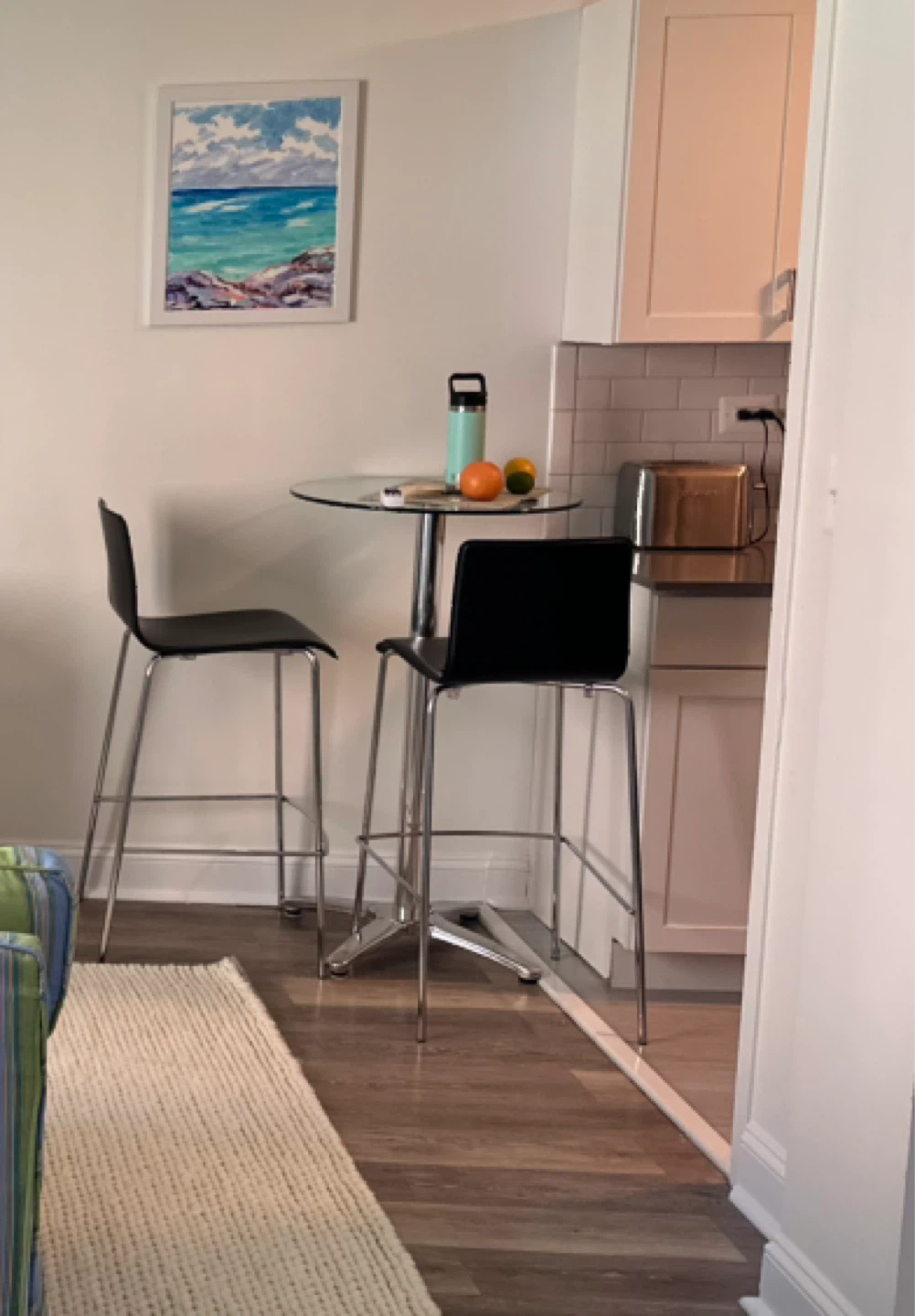 Glass Top Bar Table with 2 Stools - photo 5