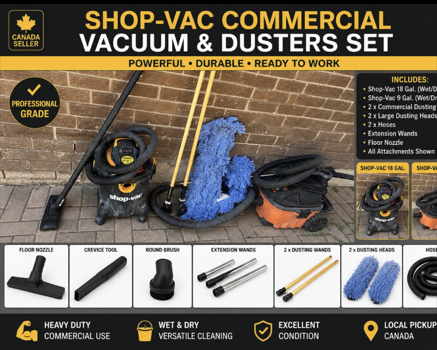 Commercial Vacuum x2 & Dusters Set