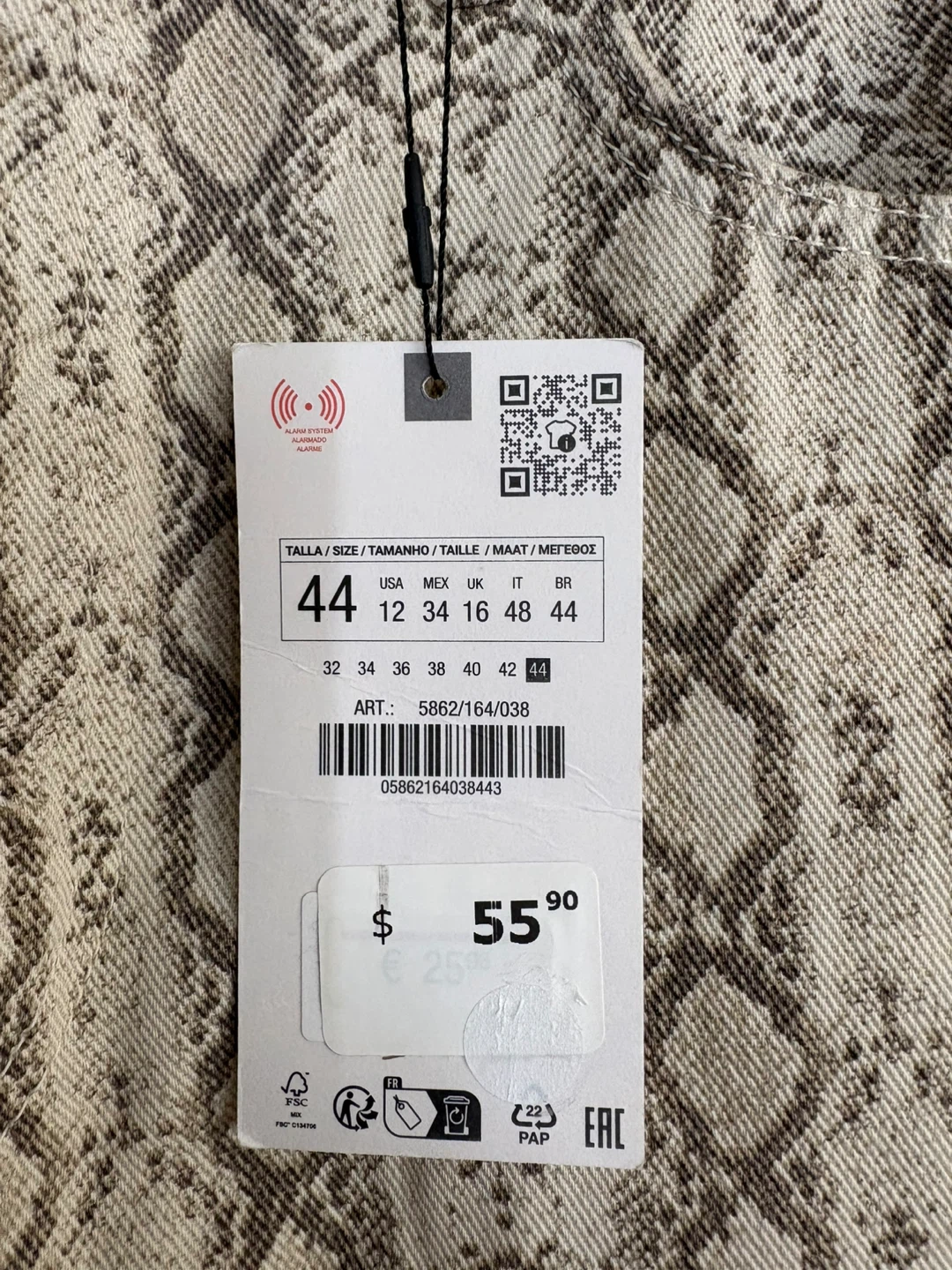 ZARA Straight Fit Snake Print Jeans - photo 4