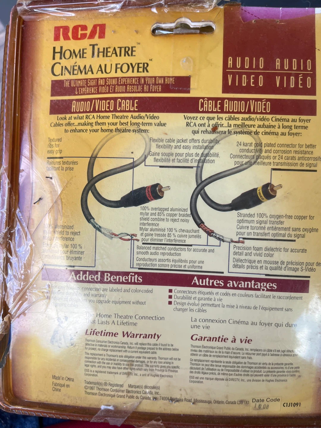 RCA 12 FT Audio/Video Cable with 24K Gold Plated Connectors - photo 2