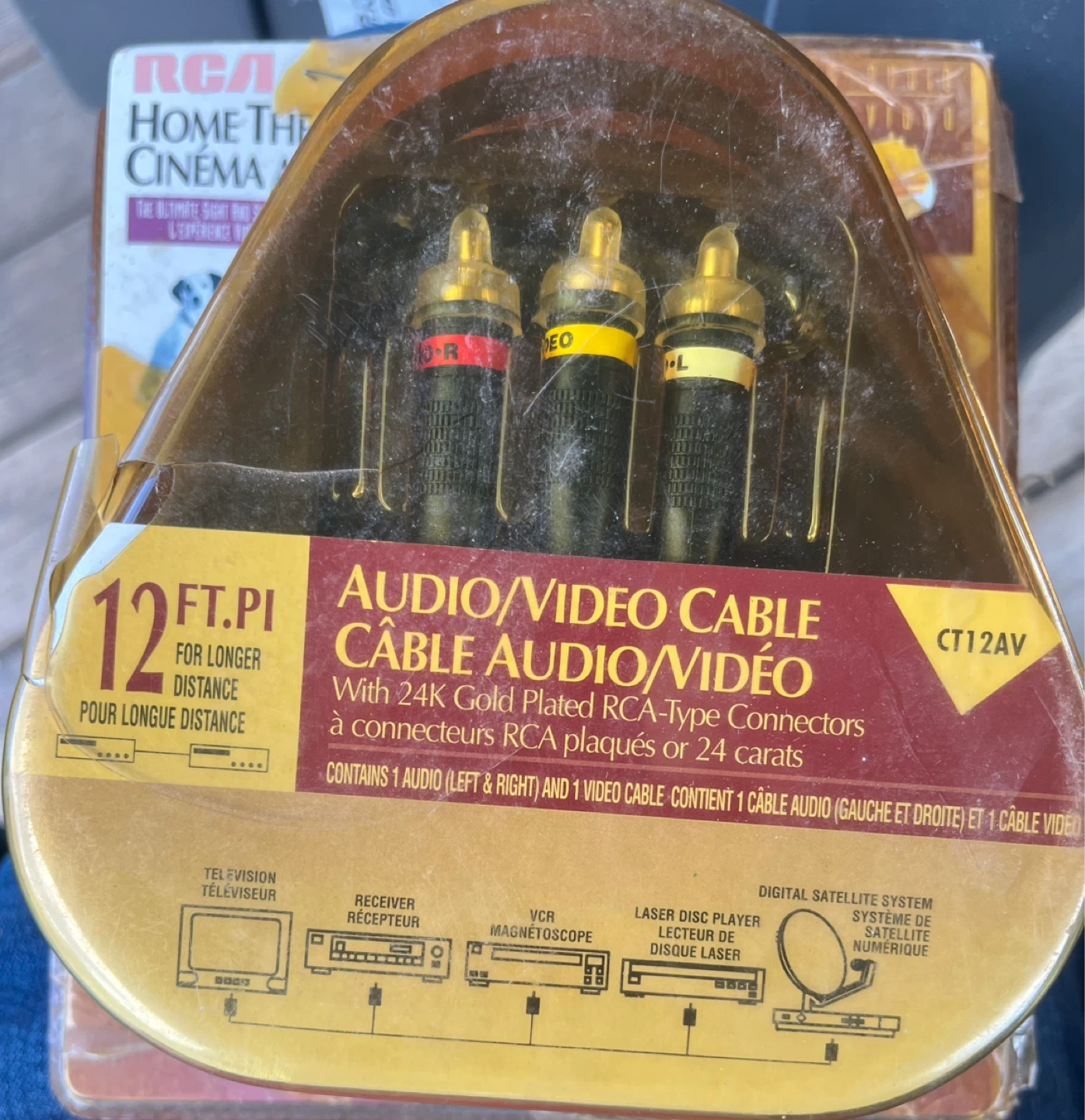 RCA 12 FT Audio/Video Cable with 24K Gold Plated Connectors