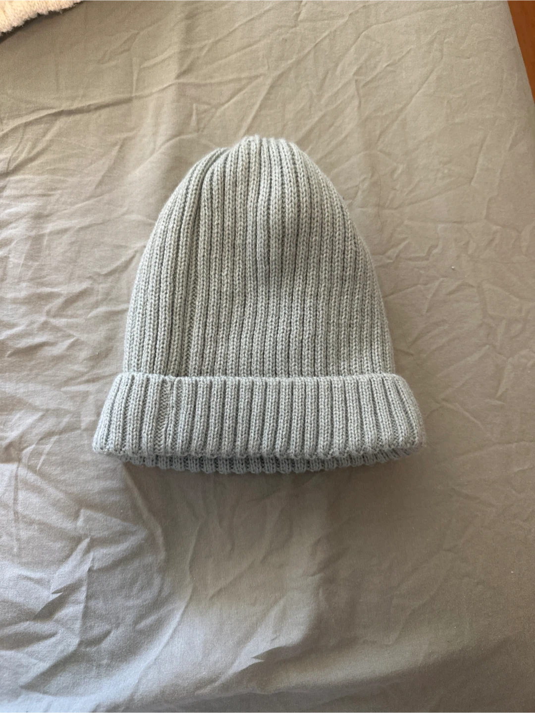 Light Grey Ribbed Knit Beanie