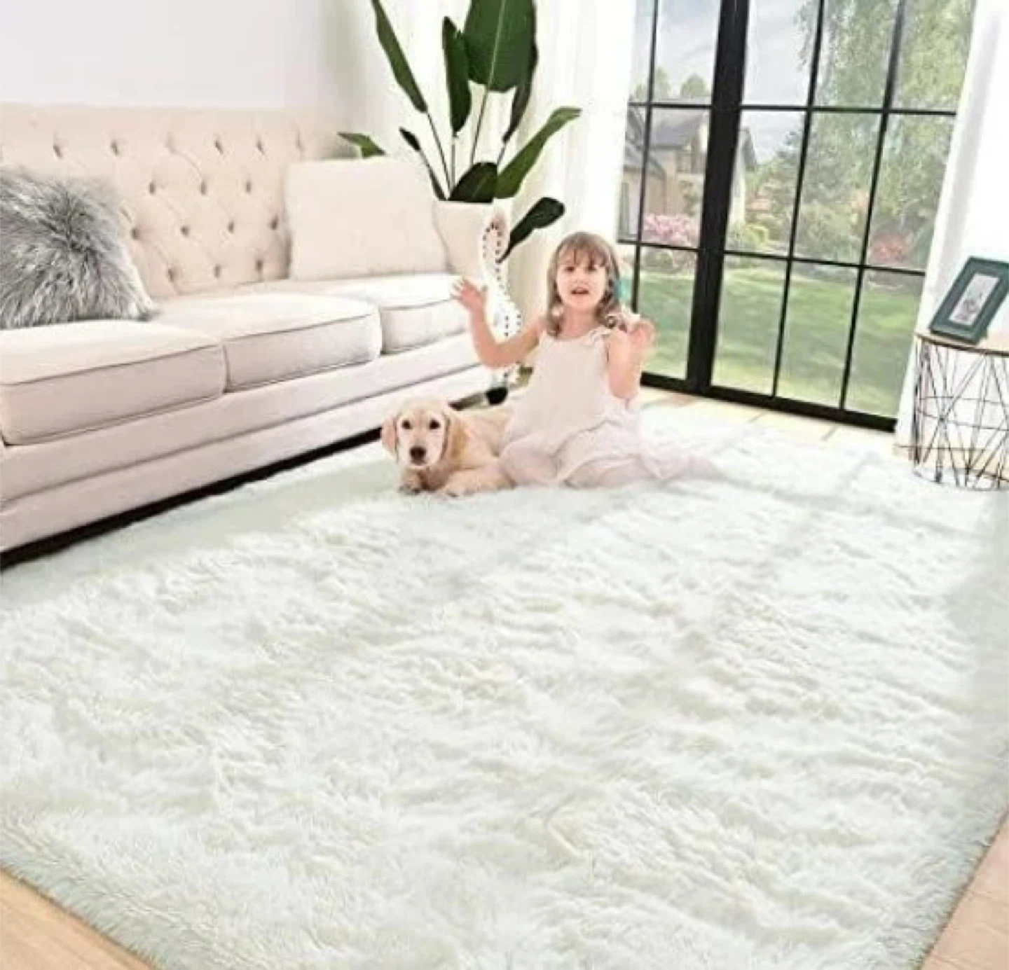 Fluffy White Area Rug