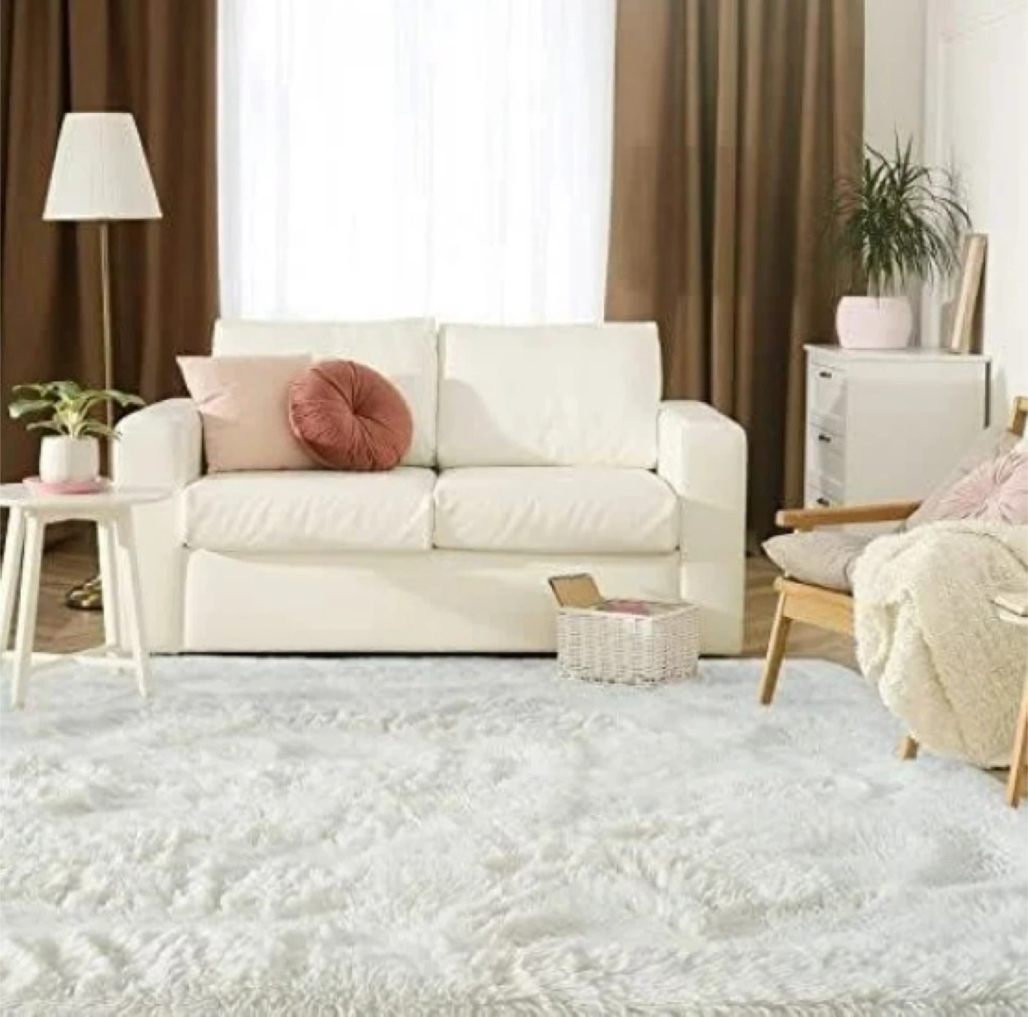 Fluffy White Area Rug - photo 2