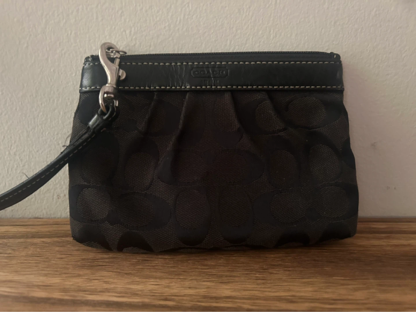 Coach Black Signature Wristlet