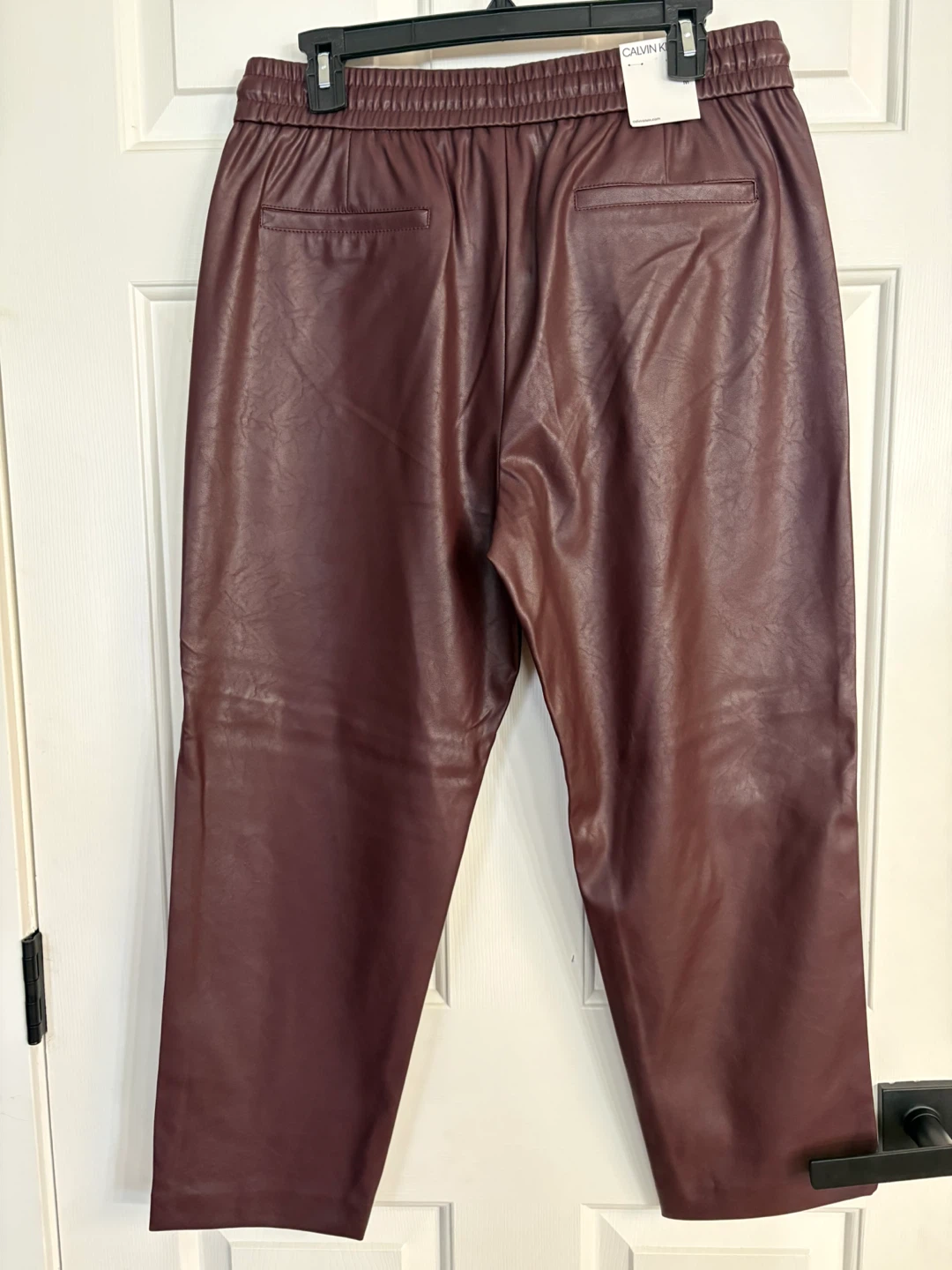 Calvin Klein Faux Leather Pants - Burgundy - Size M - photo 5