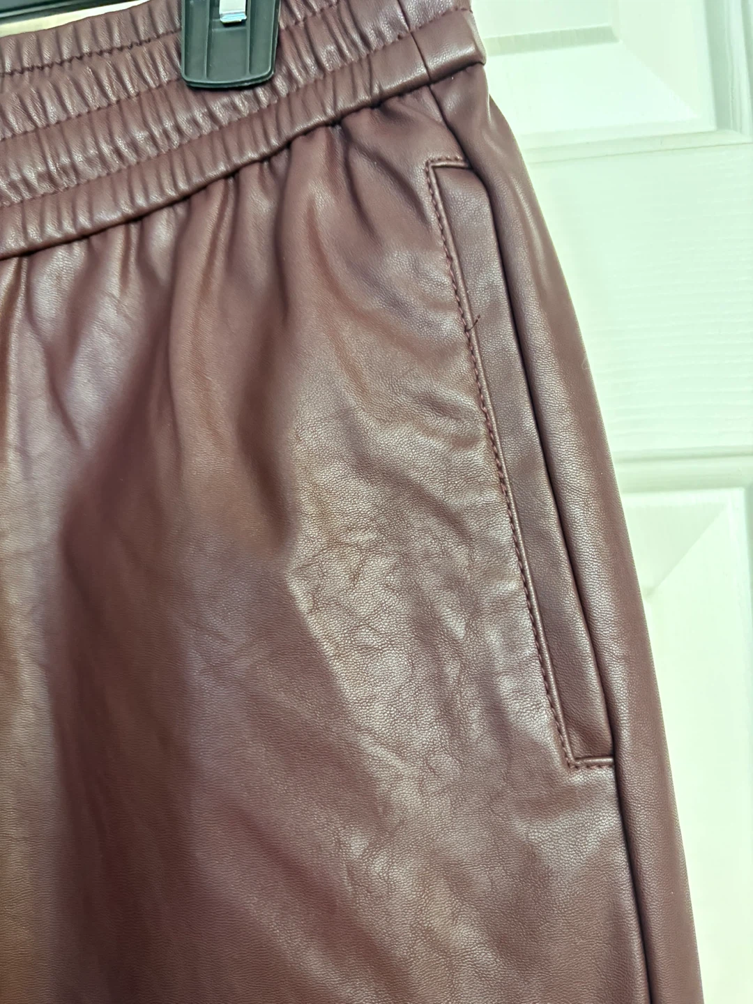 Calvin Klein Faux Leather Pants - Burgundy - Size M - photo 4