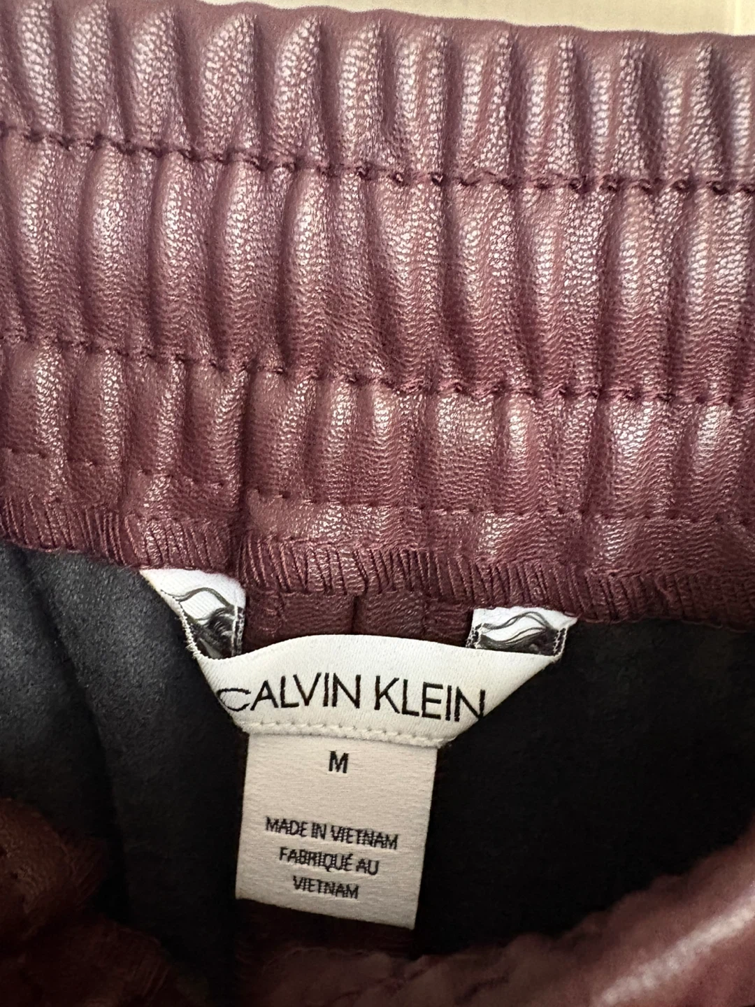 Calvin Klein Faux Leather Pants - Burgundy - Size M - photo 3