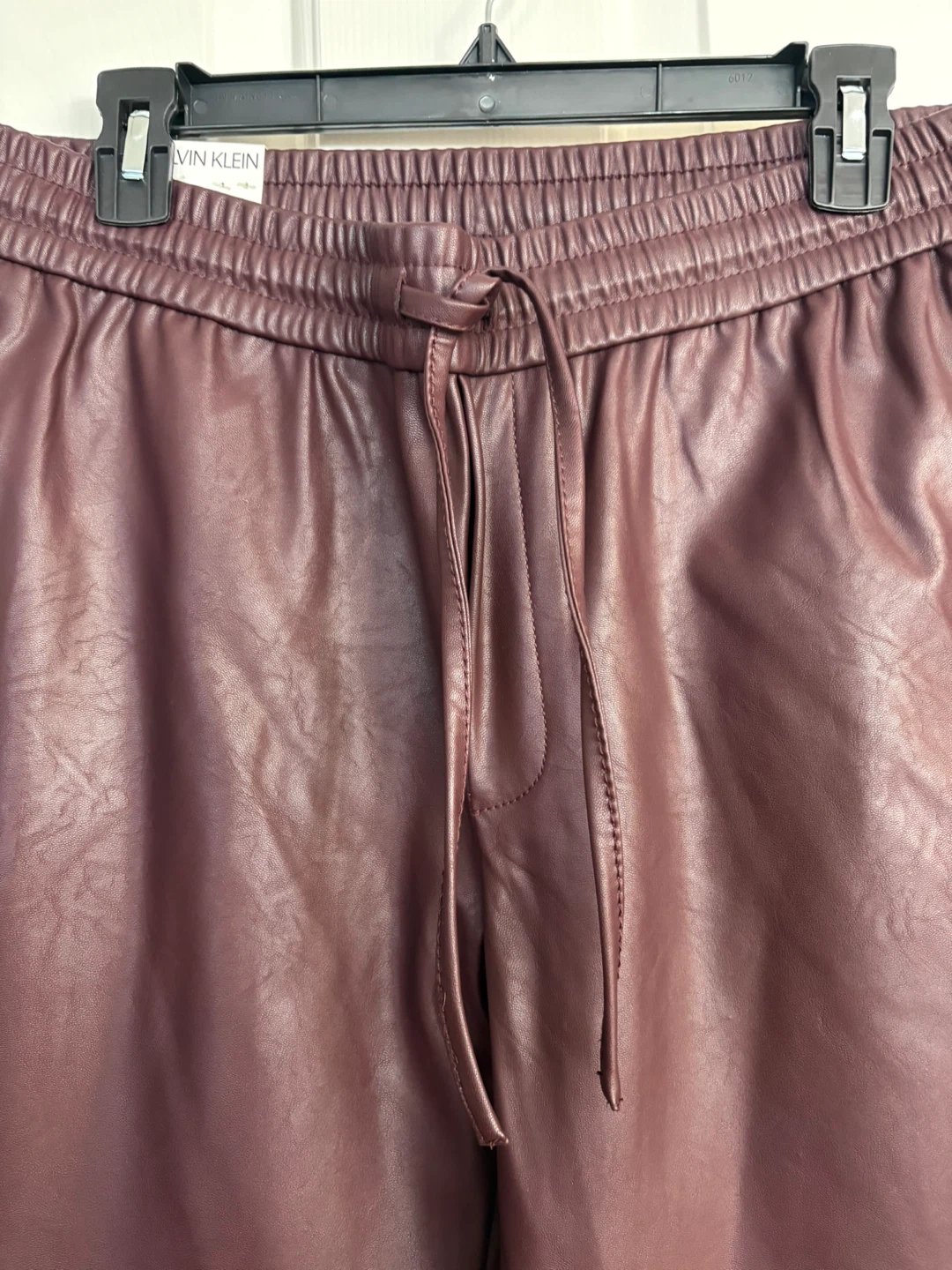 Calvin Klein Faux Leather Pants - Burgundy - Size M - photo 2