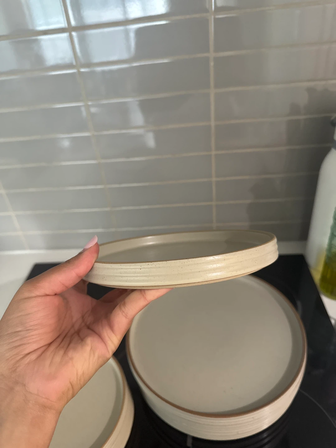 Set of 8 Beige Stone Dinner Plates - photo 3