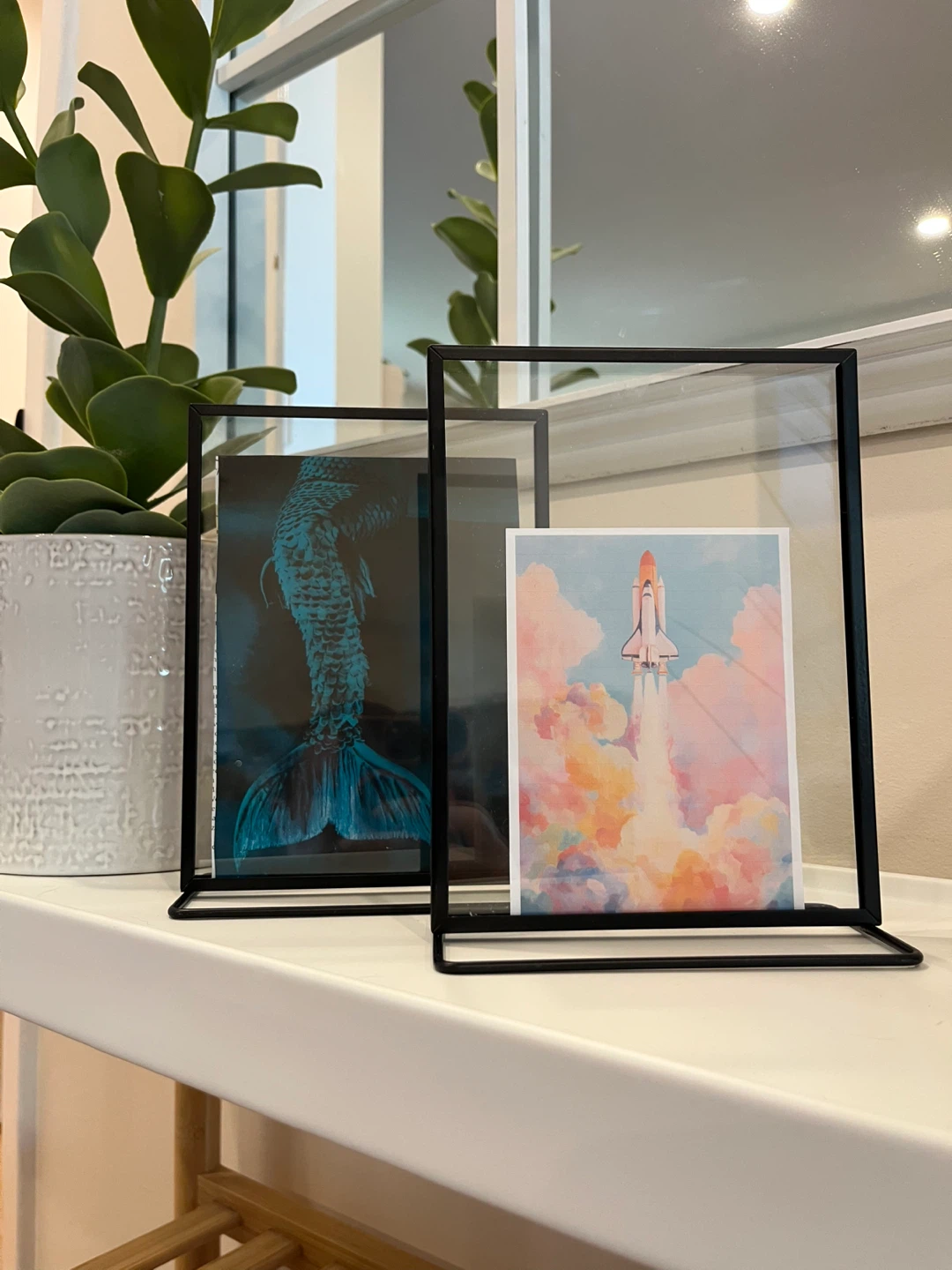 Set of 2 Black Metal Glass Photo Frames