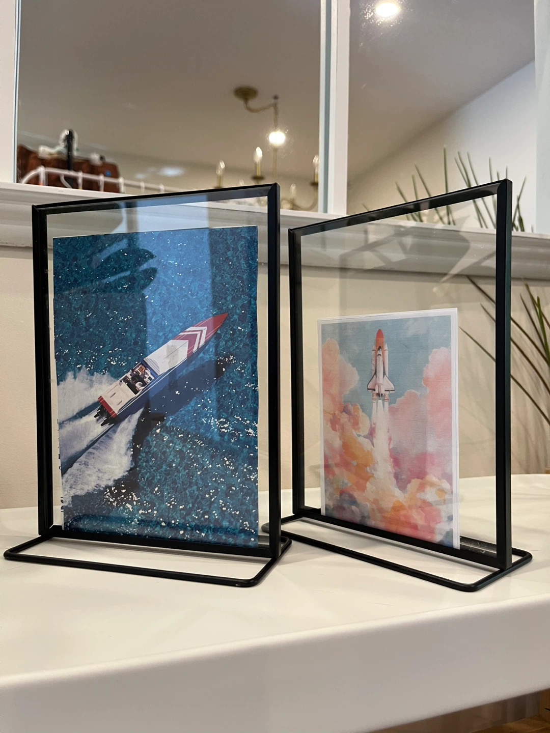 Set of 2 Black Metal Glass Photo Frames - photo 2
