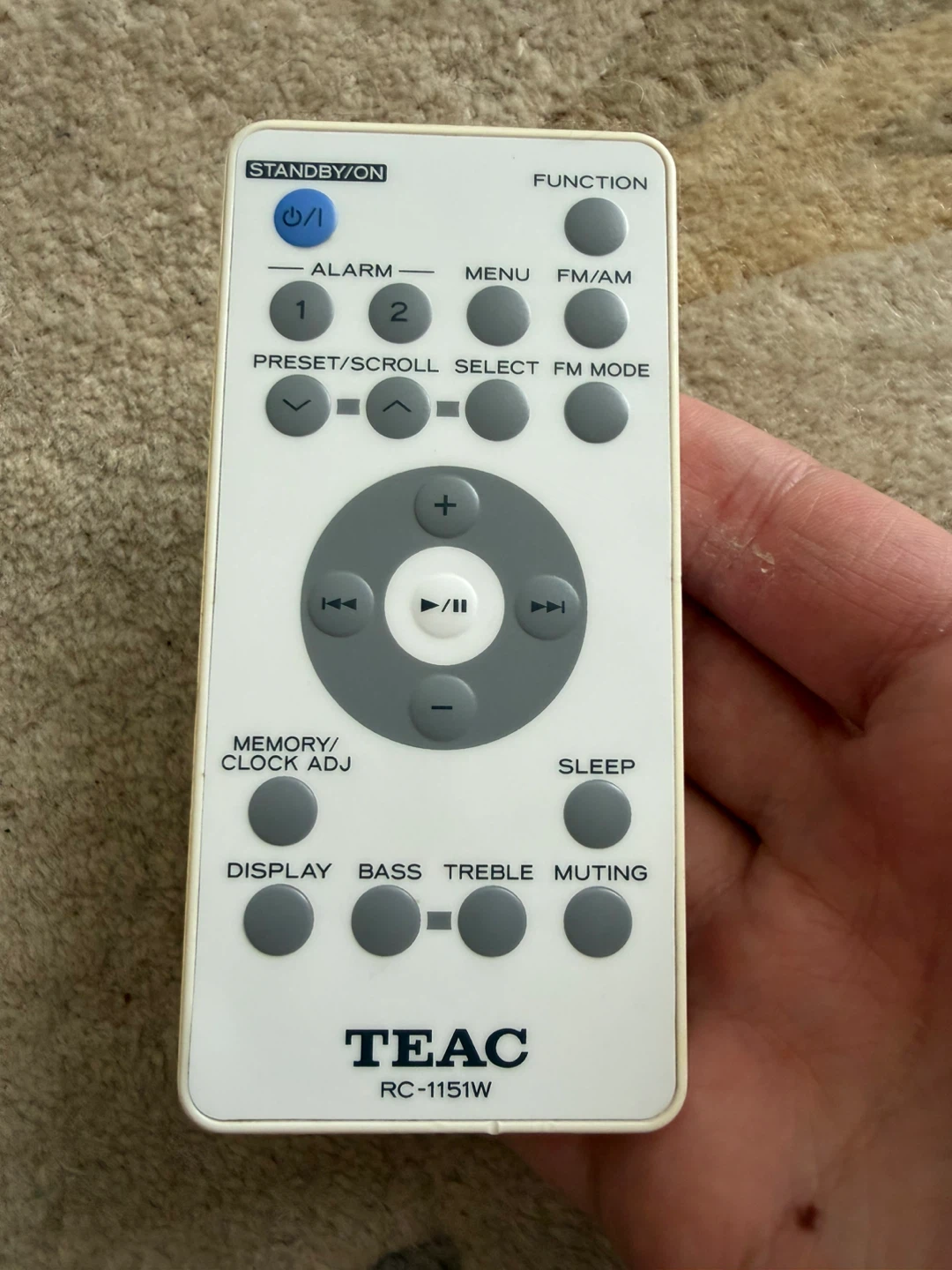 GENUINE TEAC RC-1151W HI-FI TABLE RADIO REMOTE CONTROL