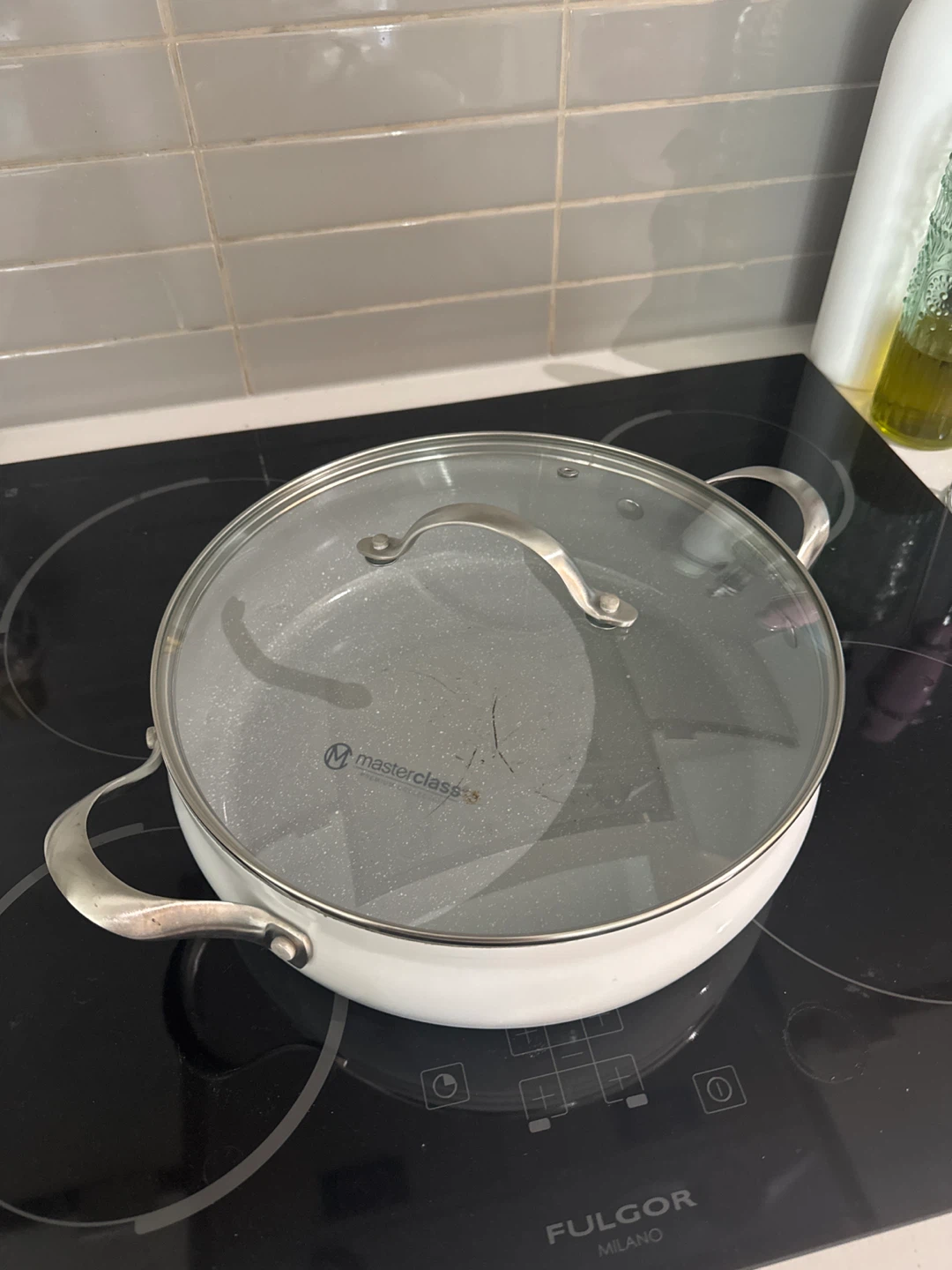 Masterclass White Frying Pan with Lid