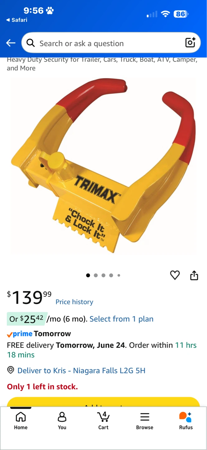 TRIMAX "Chock It & Lock It" TCL65 Trailer Wheel Lock - photo 4