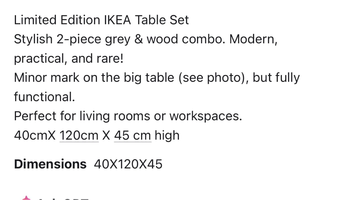 IKEA Limited Edition Table Set - Grey & Wood - photo 4