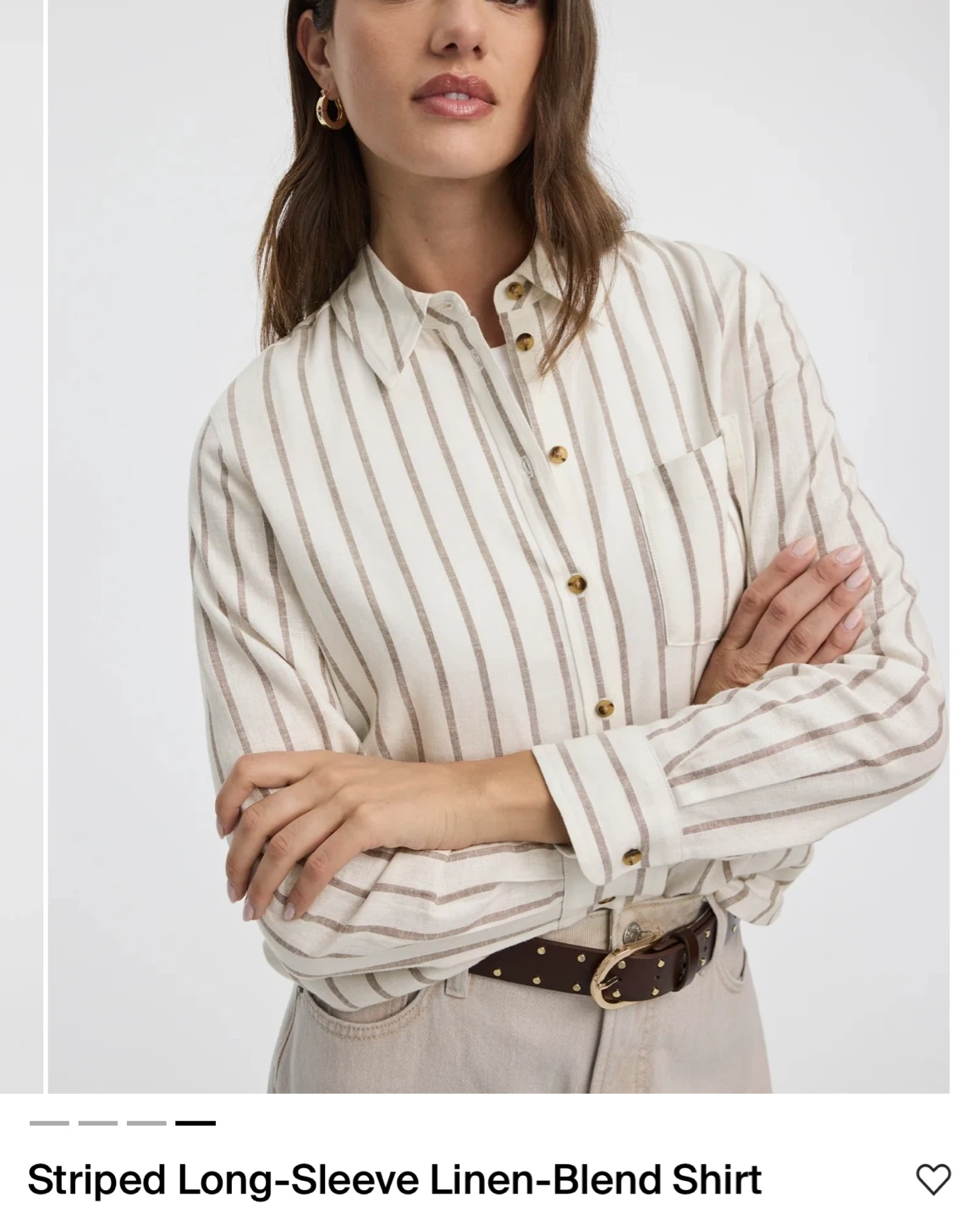 Reitmans Striped Linen Blend Long Sleeve Shirt XL