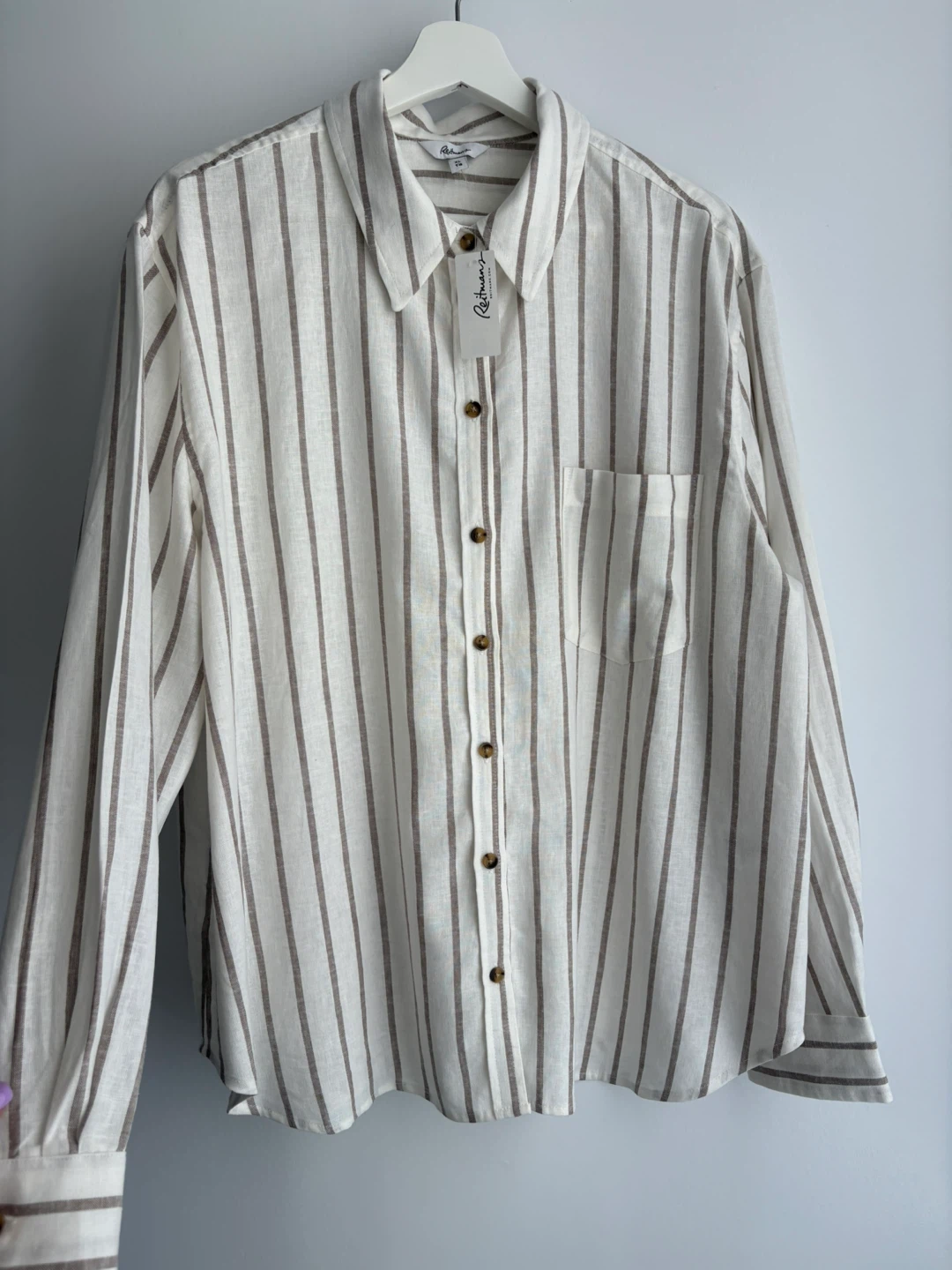 Reitmans Striped Linen Blend Long Sleeve Shirt XL - photo 3