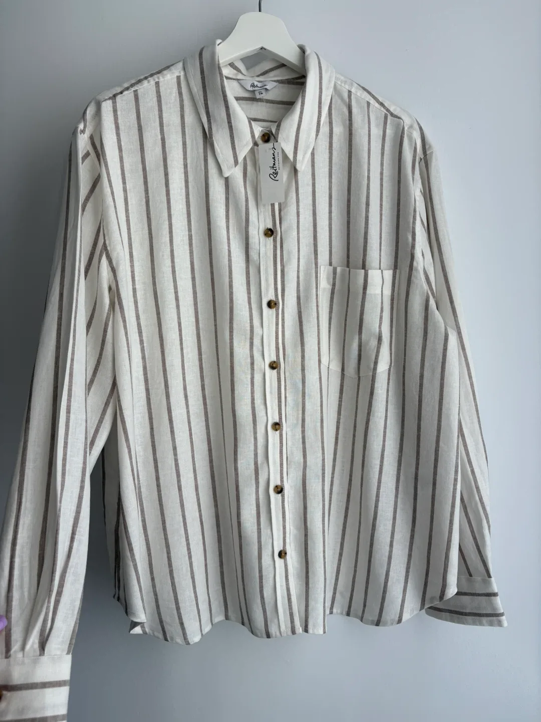 Reitmans Striped Linen Blend Long Sleeve Shirt XL - photo 3