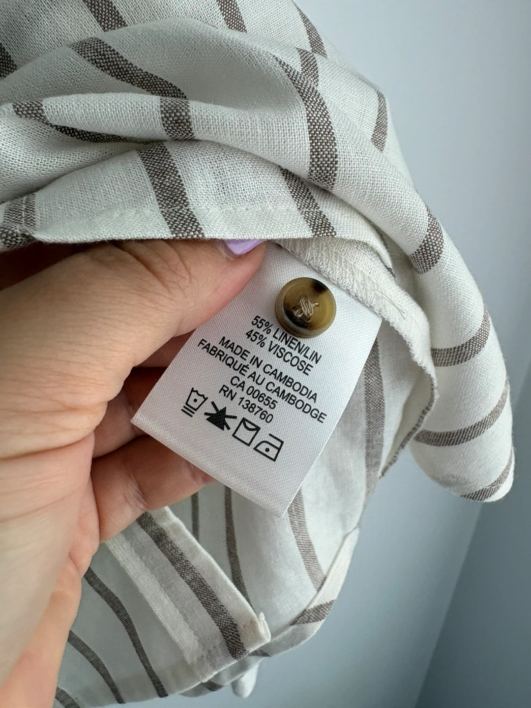 Reitmans Striped Linen Blend Long Sleeve Shirt XL - photo 5