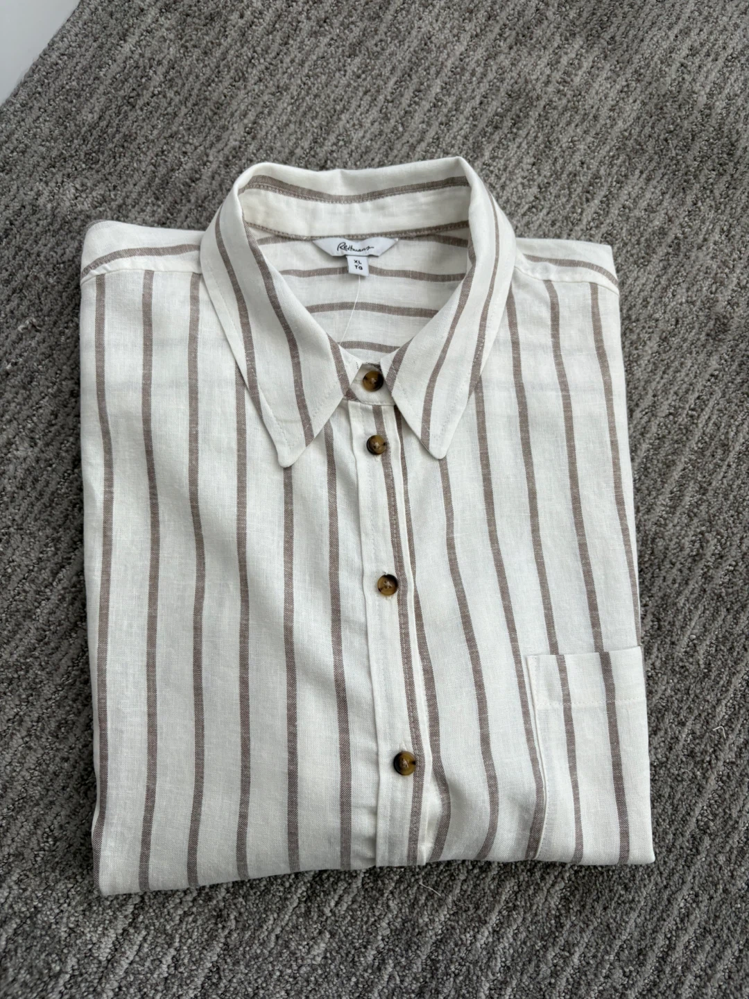 Reitmans Striped Linen Blend Long Sleeve Shirt XL - photo 2