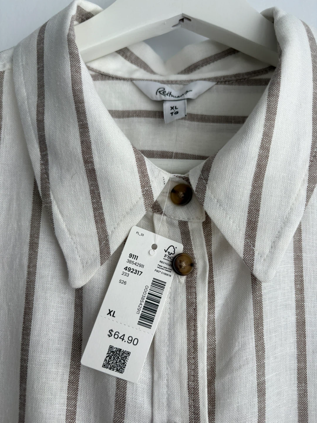 Reitmans Striped Linen Blend Long Sleeve Shirt XL - photo 4