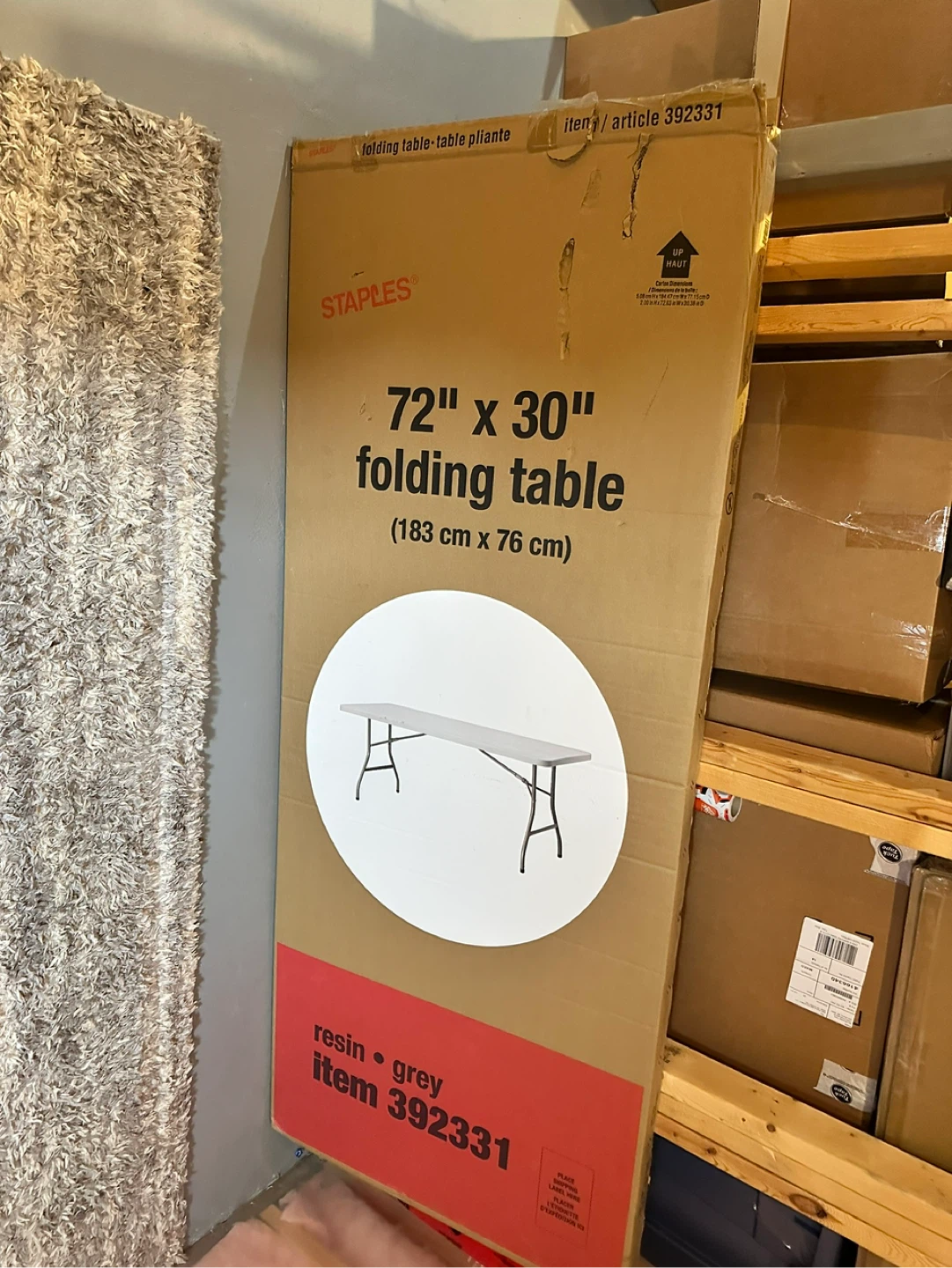 Staples 72" x 30" Folding Table - Grey