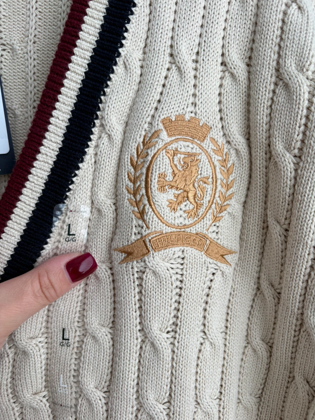 Tommy Hilfiger Cable Knit Cardigan Size L 100% cotton BRAND NEW - photo 4