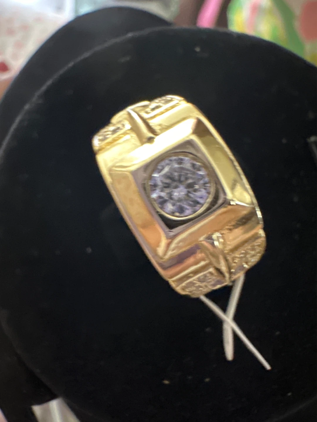 14k Gold laminated Ring with Stones - Size 10