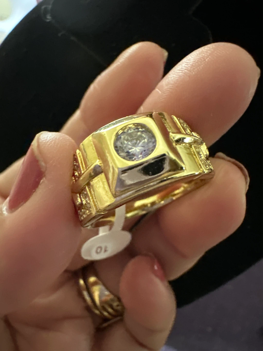 14k Gold laminated Ring with Stones - Size 10 - photo 2