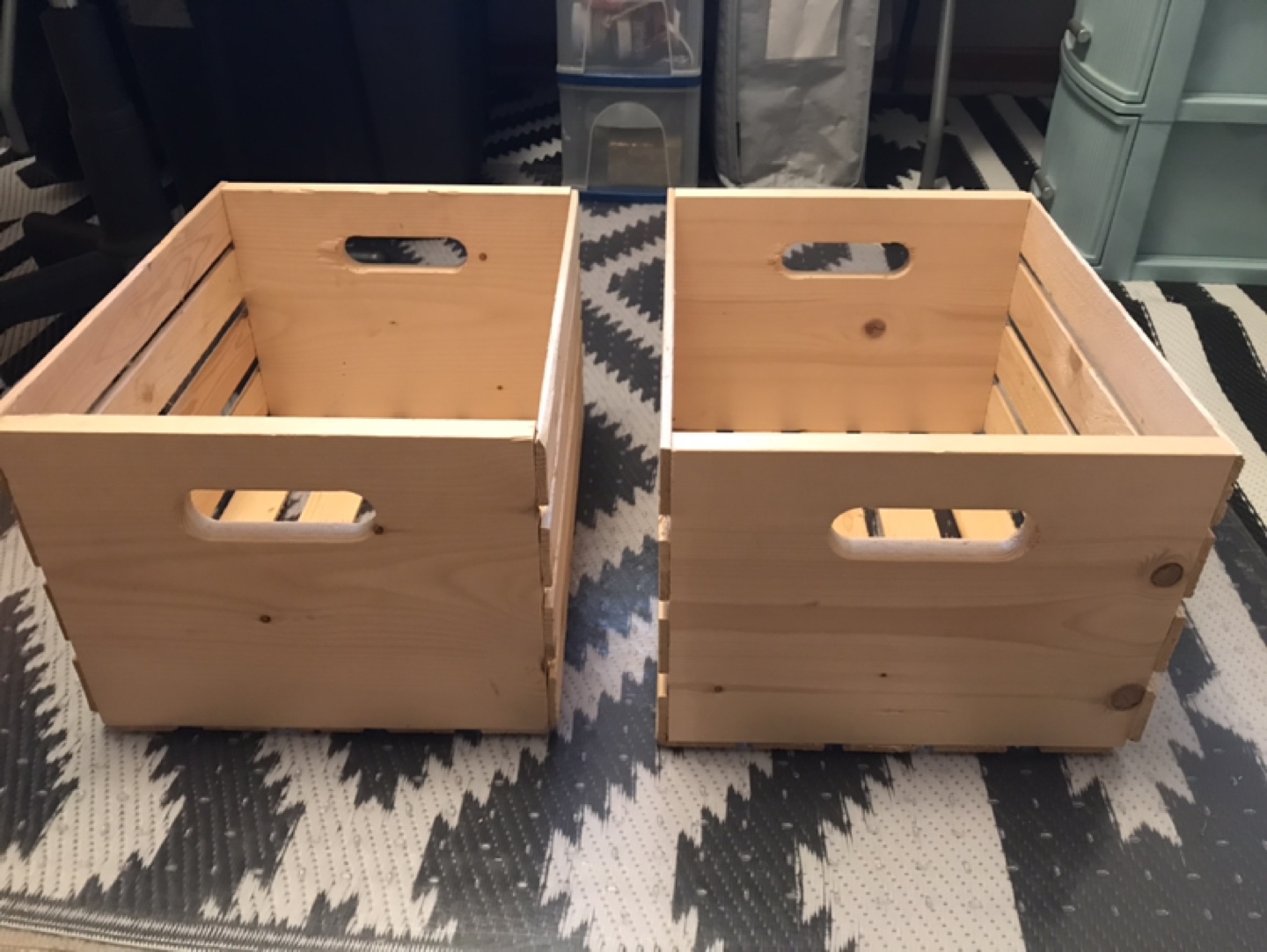 Wooden Crate Storage Bins (Set of 2)