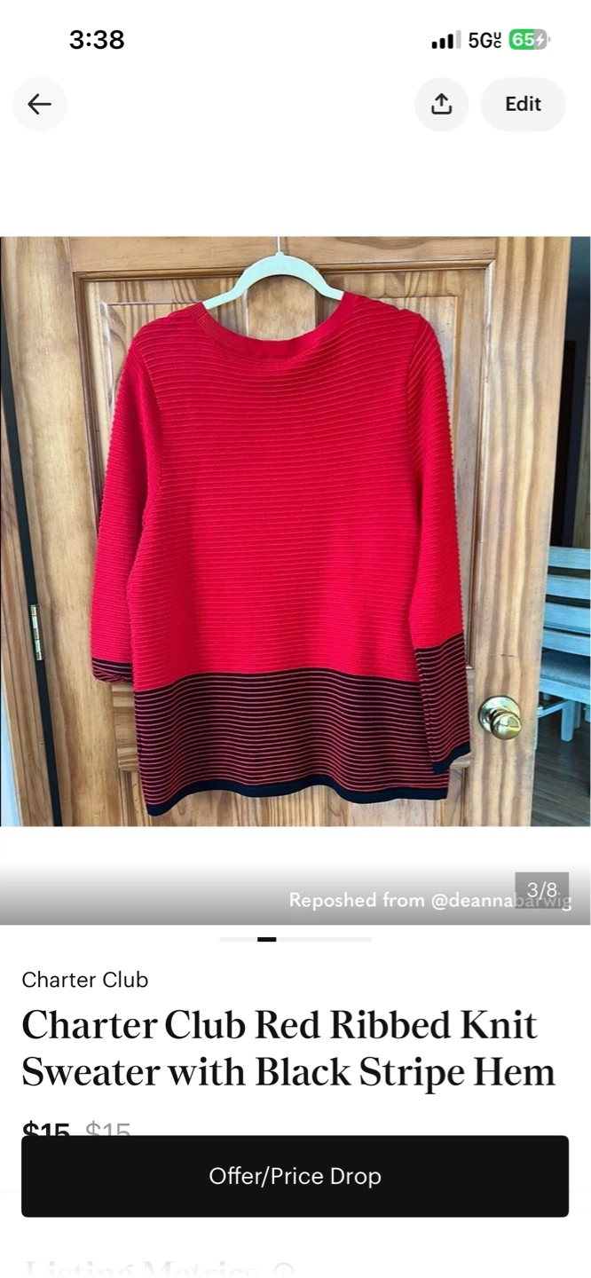 Charter Club Red Ribbed Knit Sweater XL - photo 5