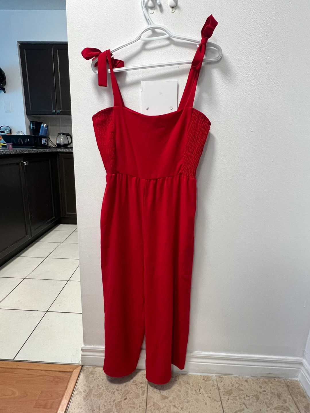 Cotton On Red Jumpsuit with Tie Shoulders and Pockets - photo 2