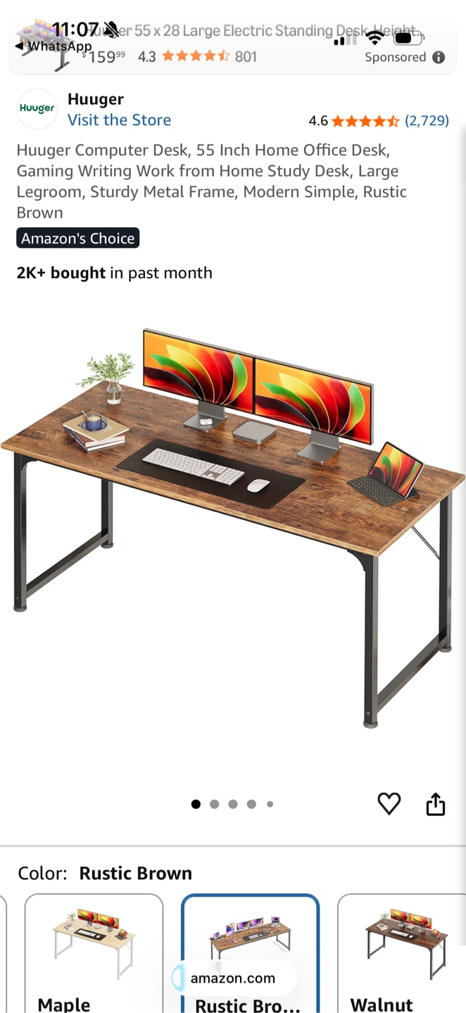 Huuger Computer Desk 55 Inch