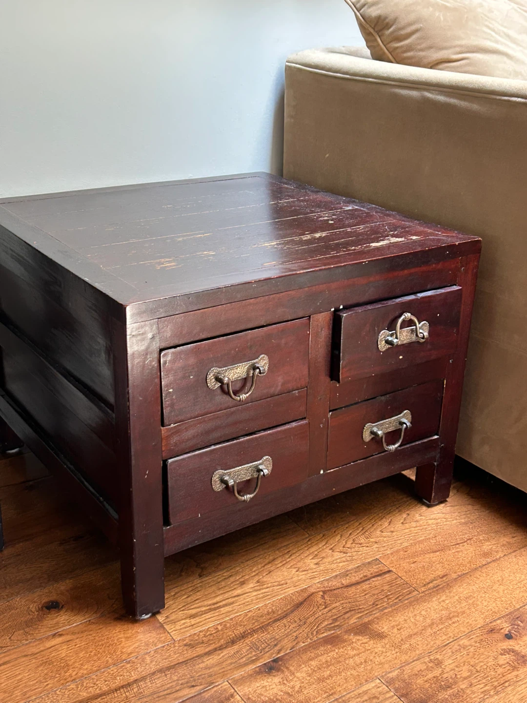 Dark Wood Accent Table with Drawers