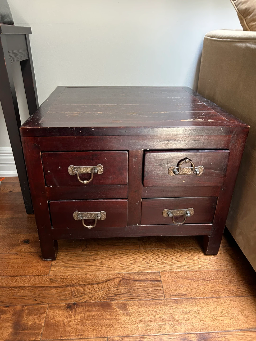Dark Wood Accent Table with Drawers - photo 2