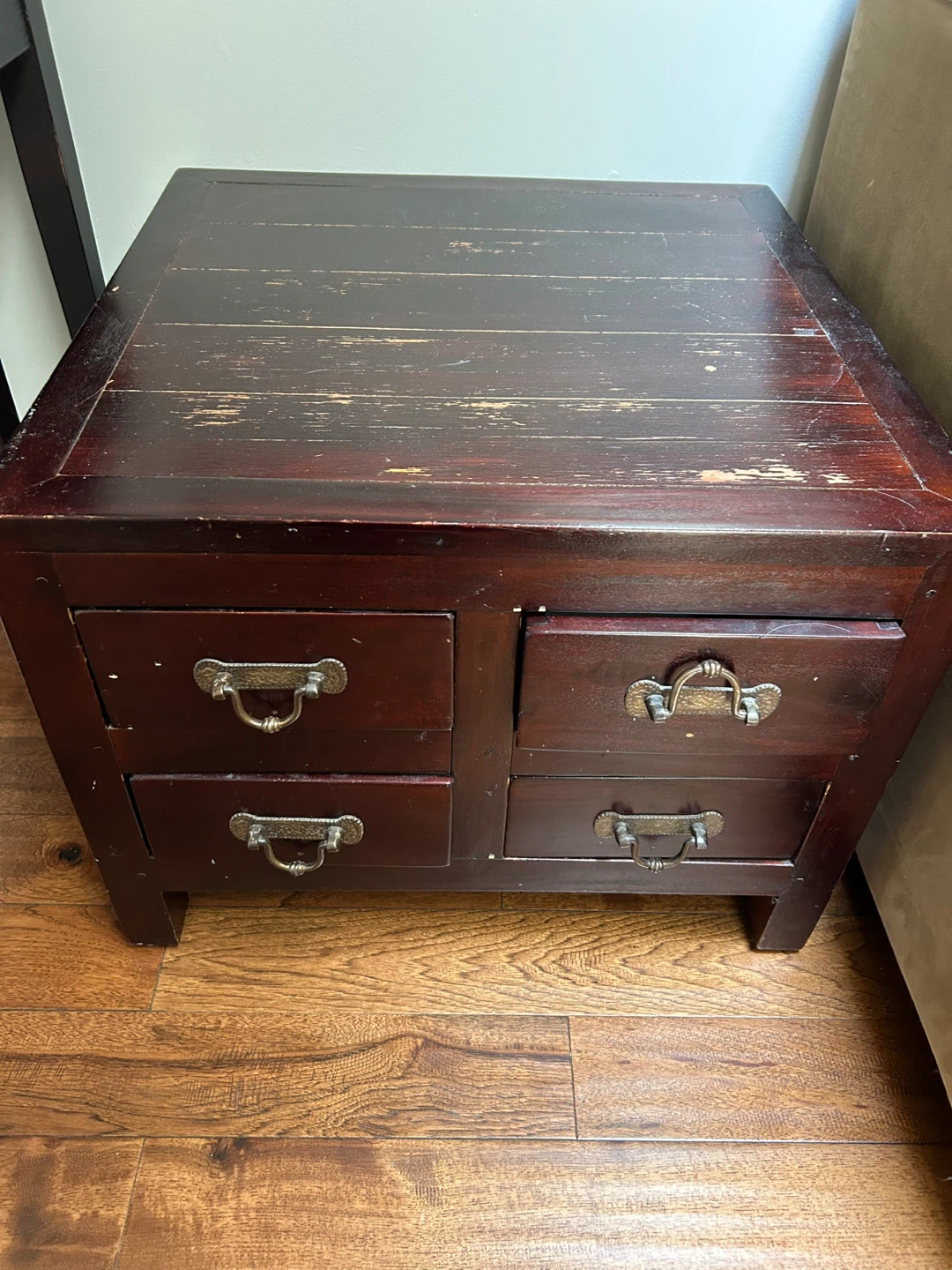 Dark Wood Accent Table with Drawers - photo 3