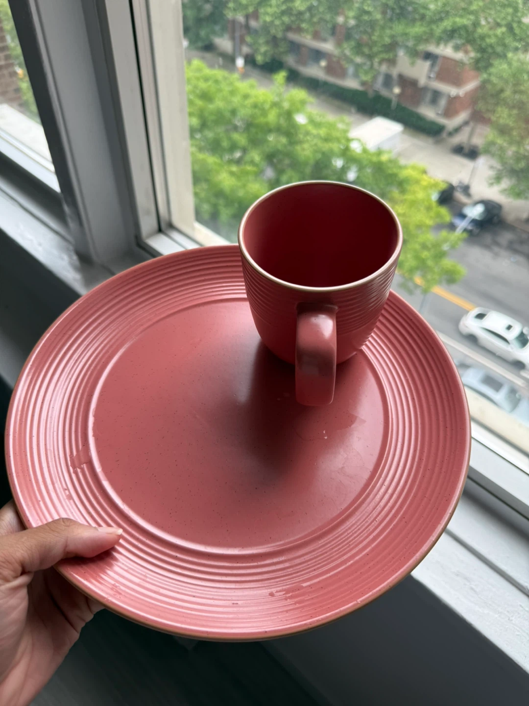 Round Stoneware Pasta Bowl, Plates, Cups - Speckle Matte Red - photo 4
