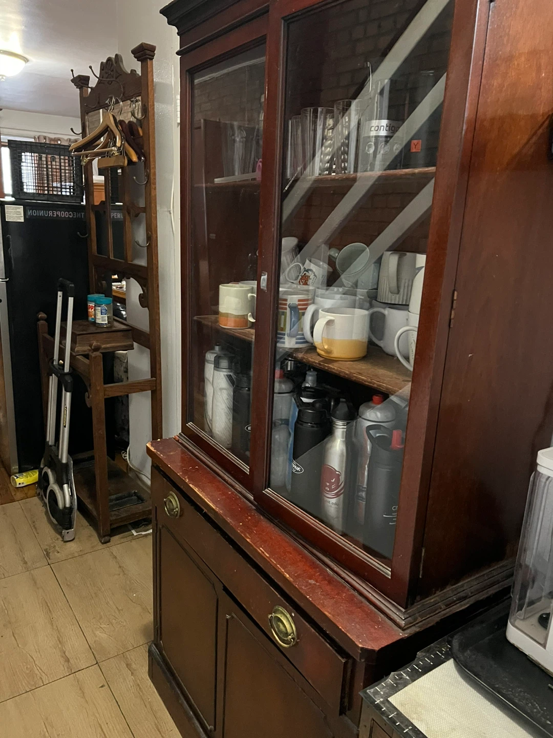 Wooden Display Cabinet with Glass Doors
