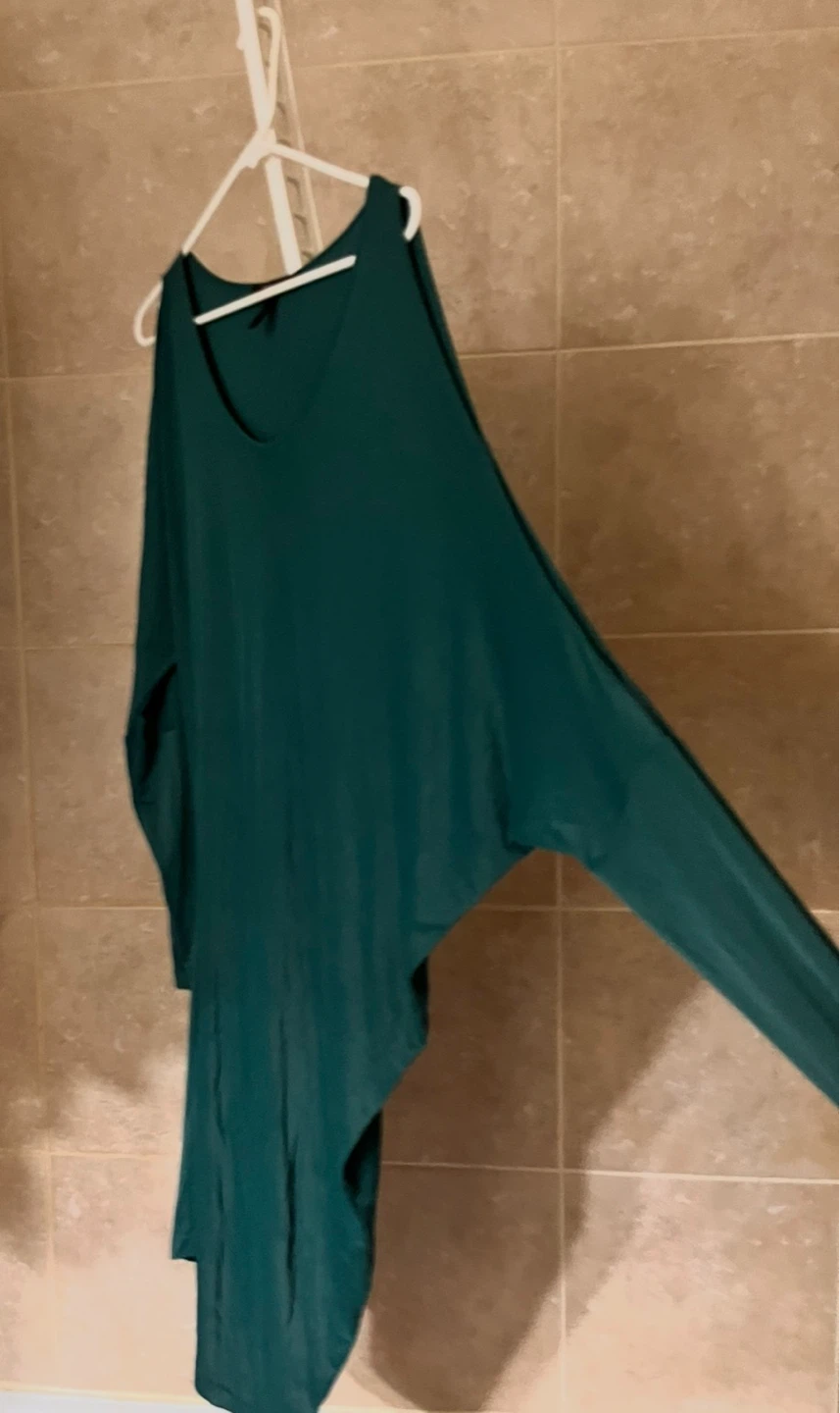 BCBGMAXAZRIA Teal Cold Shoulder Asymmetrical Dress - photo 2