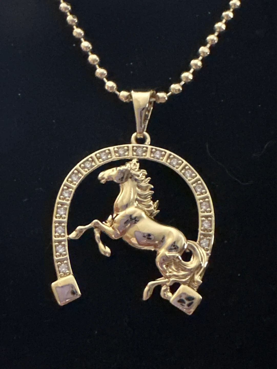 14kGold laminated Horse & Horseshoe Pendant Necklace