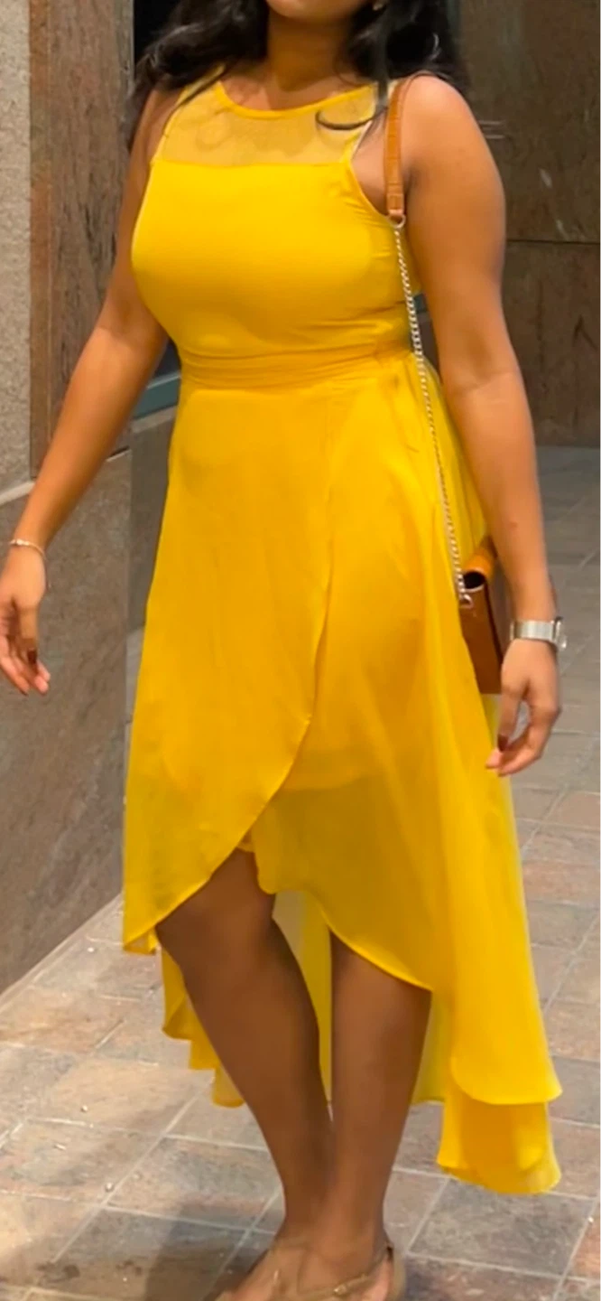 Yellow Sleeveless Hi-Low Dress