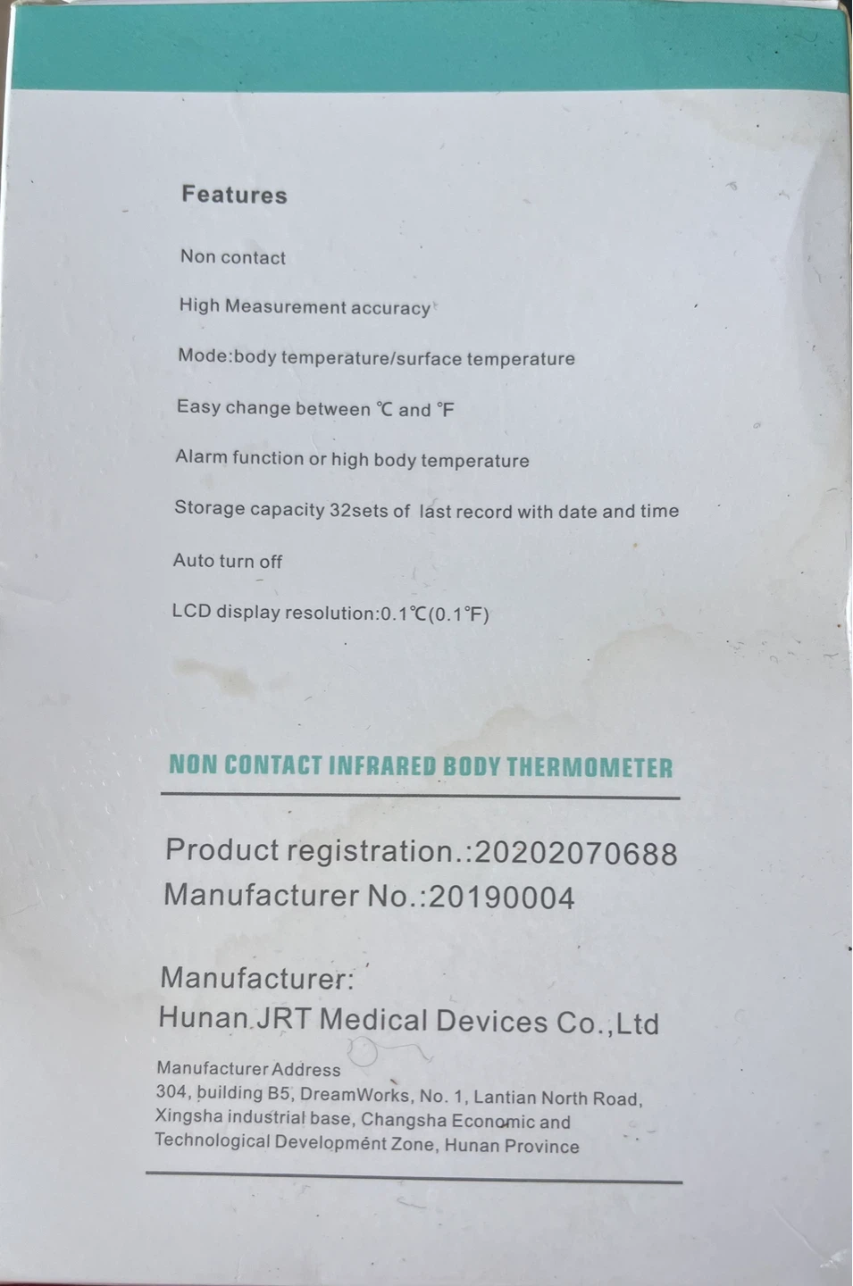Non Contact Infrared Body Thermometer JRT-017 - photo 2