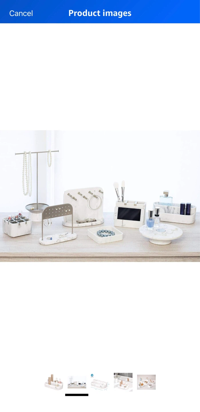Marble Vanity Organizer | Makeup, Skincare & Desk Storage - photo 5