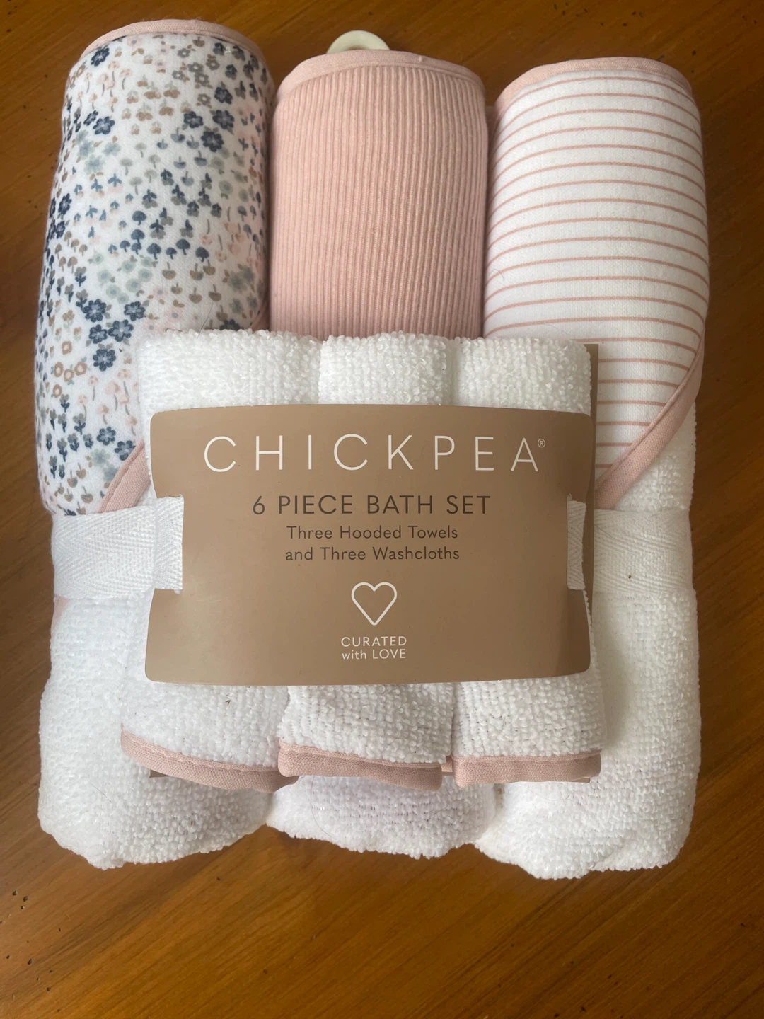 CHICKPEA 6 Piece Baby Bath Set - Hooded Towels & Washcloths