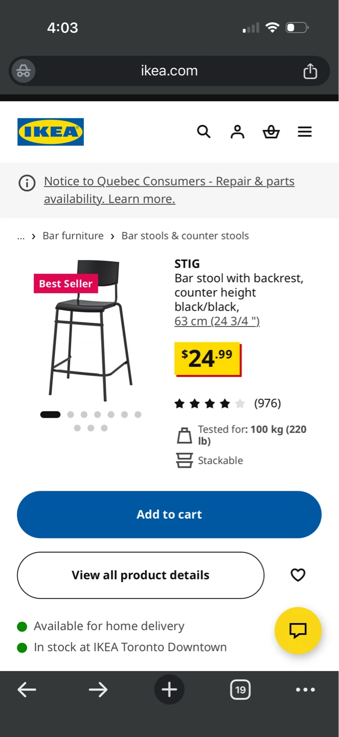 Black ikea Bar Stools (Set of 2) - photo 2