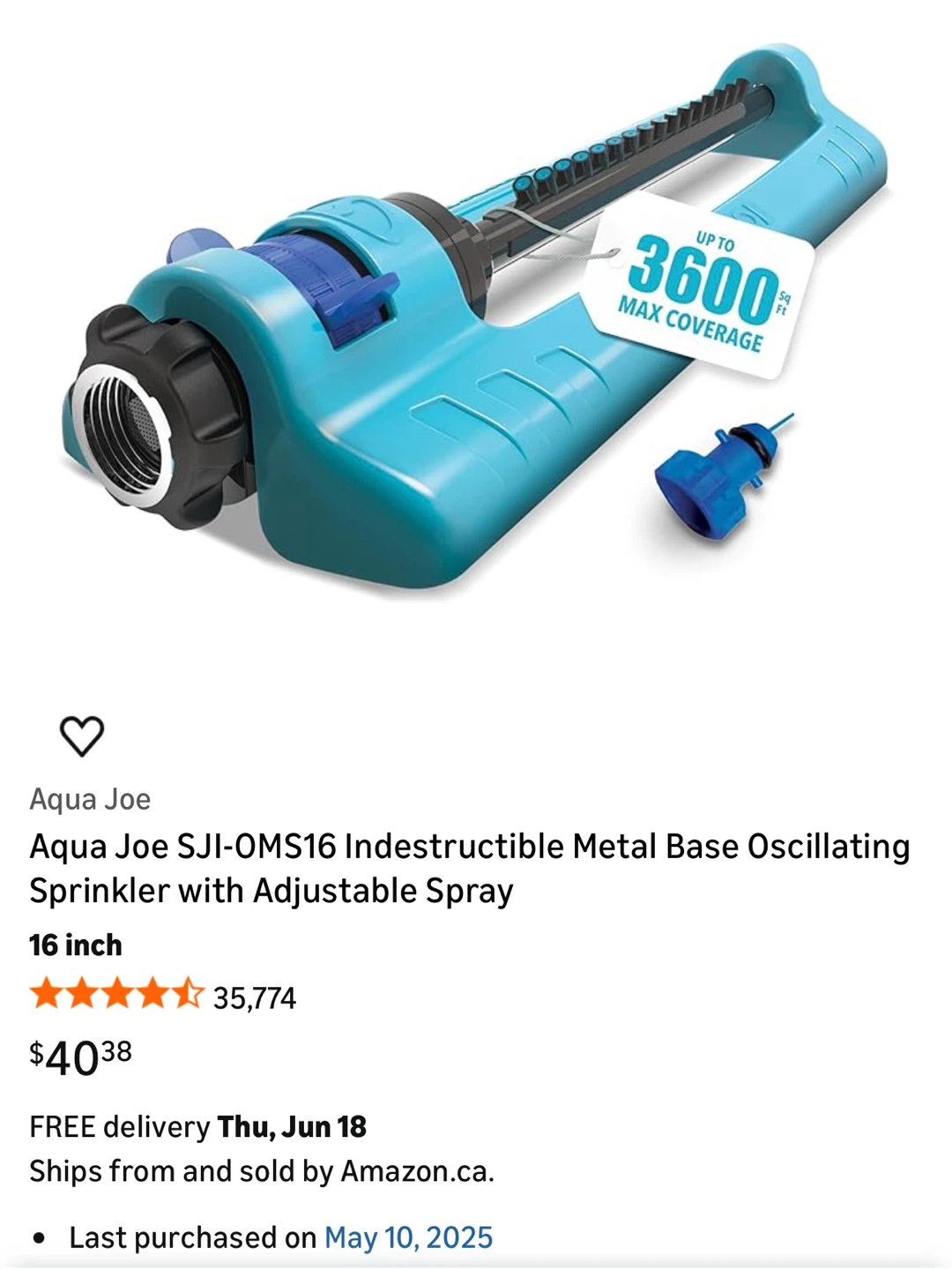 Aqua Joe Oscillating Sprinkler (Brand new, no box) - photo 2