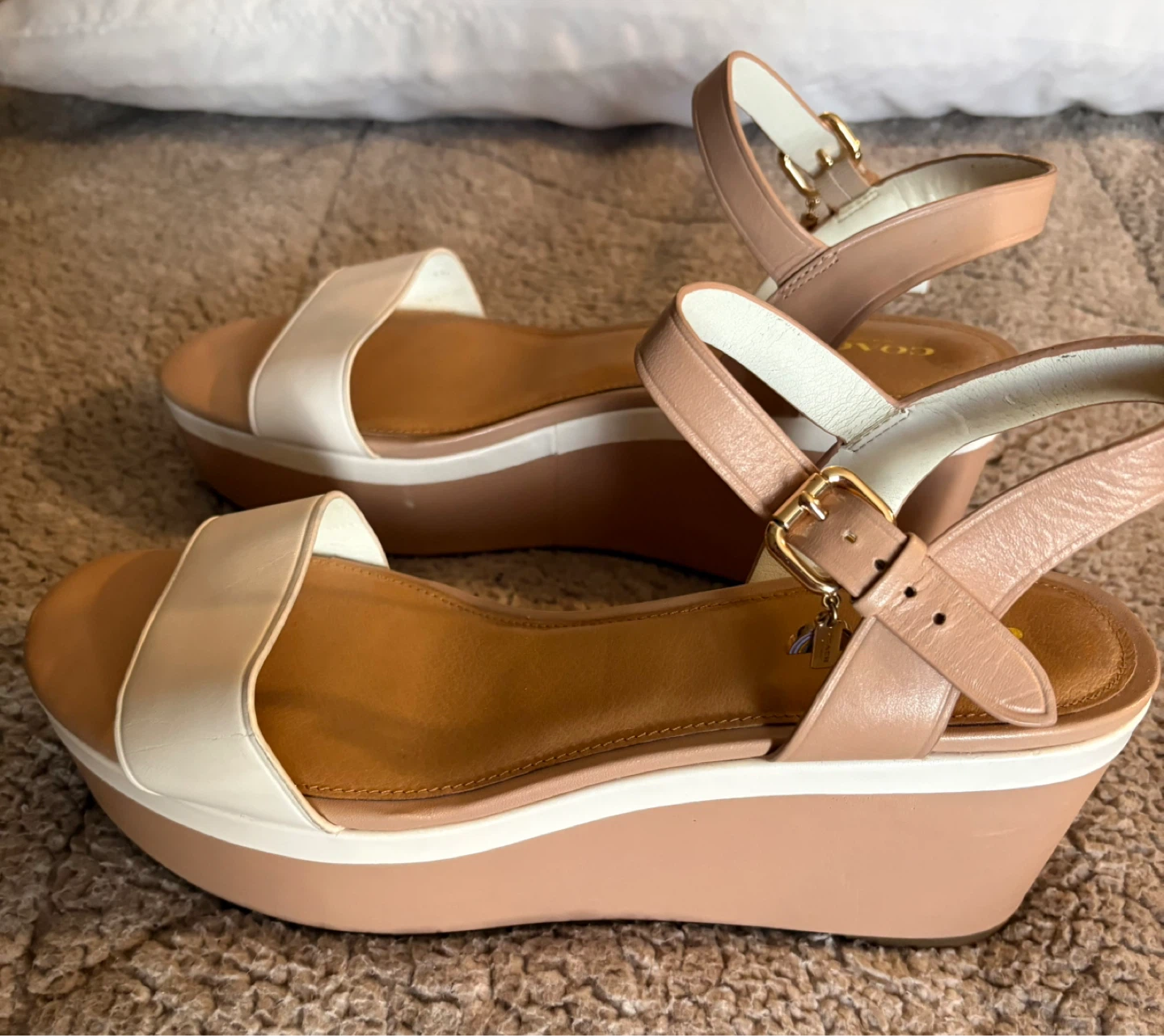 Coach Two-Tone Wedge Leather Sandals - photo 5